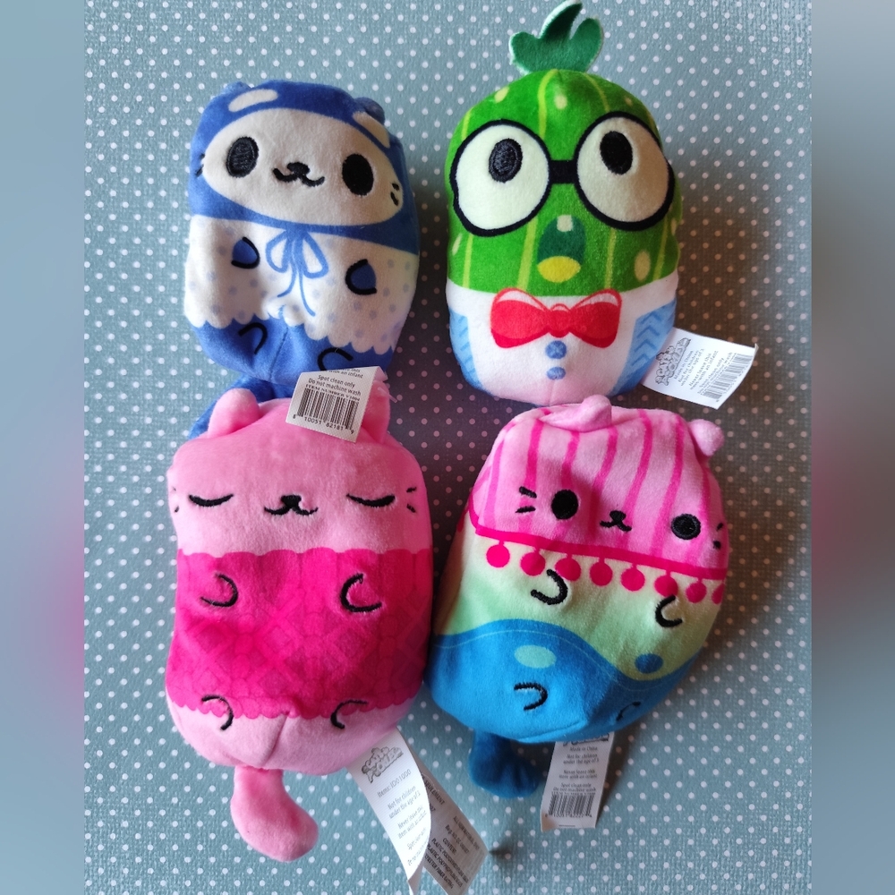Cats vs Pickles  3" Bean Filled Plushies lot of 4